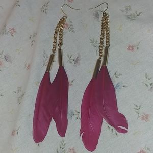 Red Feather Earrings